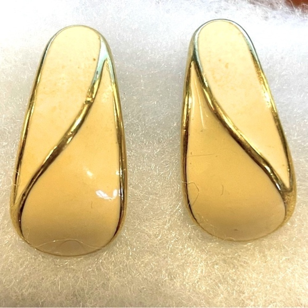 vintage fashion earrings lemon peachy gold swirl retro 80s 90s costume pierced